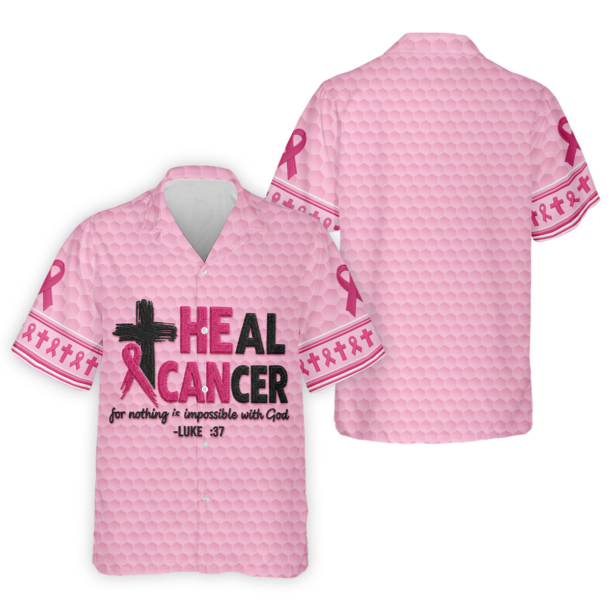 Heal Cancer Faith Pink Breast Cancer Awareness Shirt, Mens Golf Polo, Golf Shirts For Men