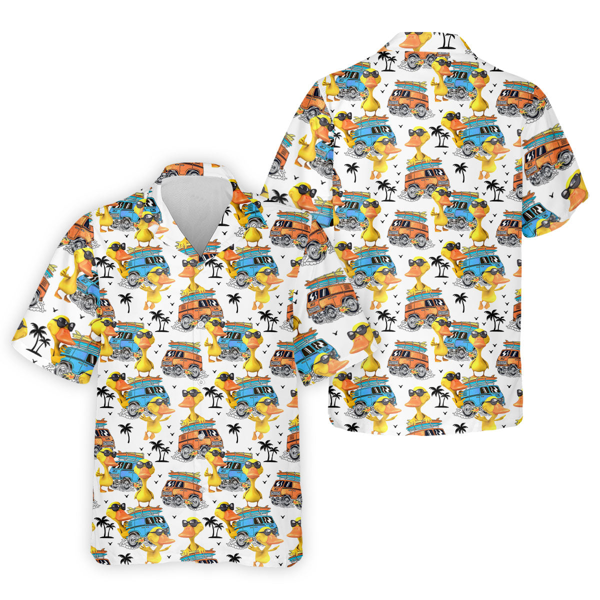 Cool Duck Surf Van Beach Golf Shirt, Mens Golf Shirts, Hawaiian Golf Shirt, Golf Apparel For Men