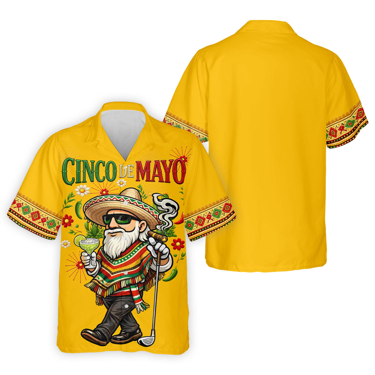 Margarita Man Cinco De Mayo Celebration Yellow Golf Shirt, Fiesta Theme Golf Shirts For Men