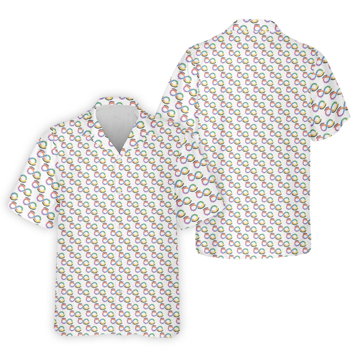 Embrace Neurodiversity Rainbow Infinity Symbol Autism Awareness White Golf Shirt, Golf Shirts For Men