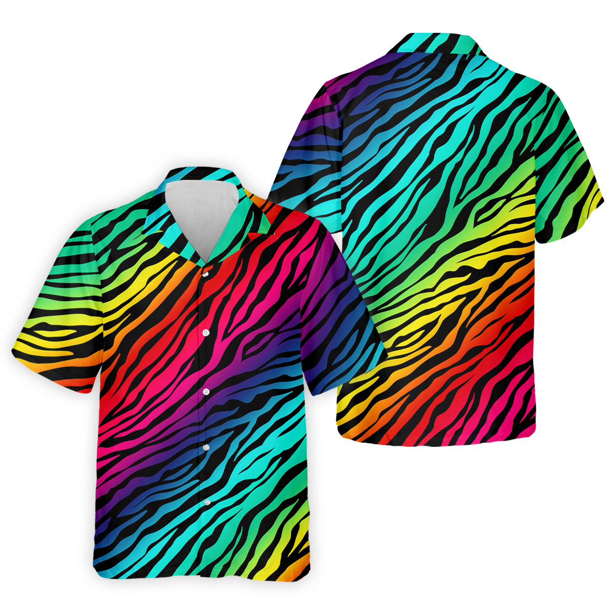 Rainbow Gradient LGBT Support Zebra Pattern Golf Tops For Men, Pride Month Golf Shirts For Men