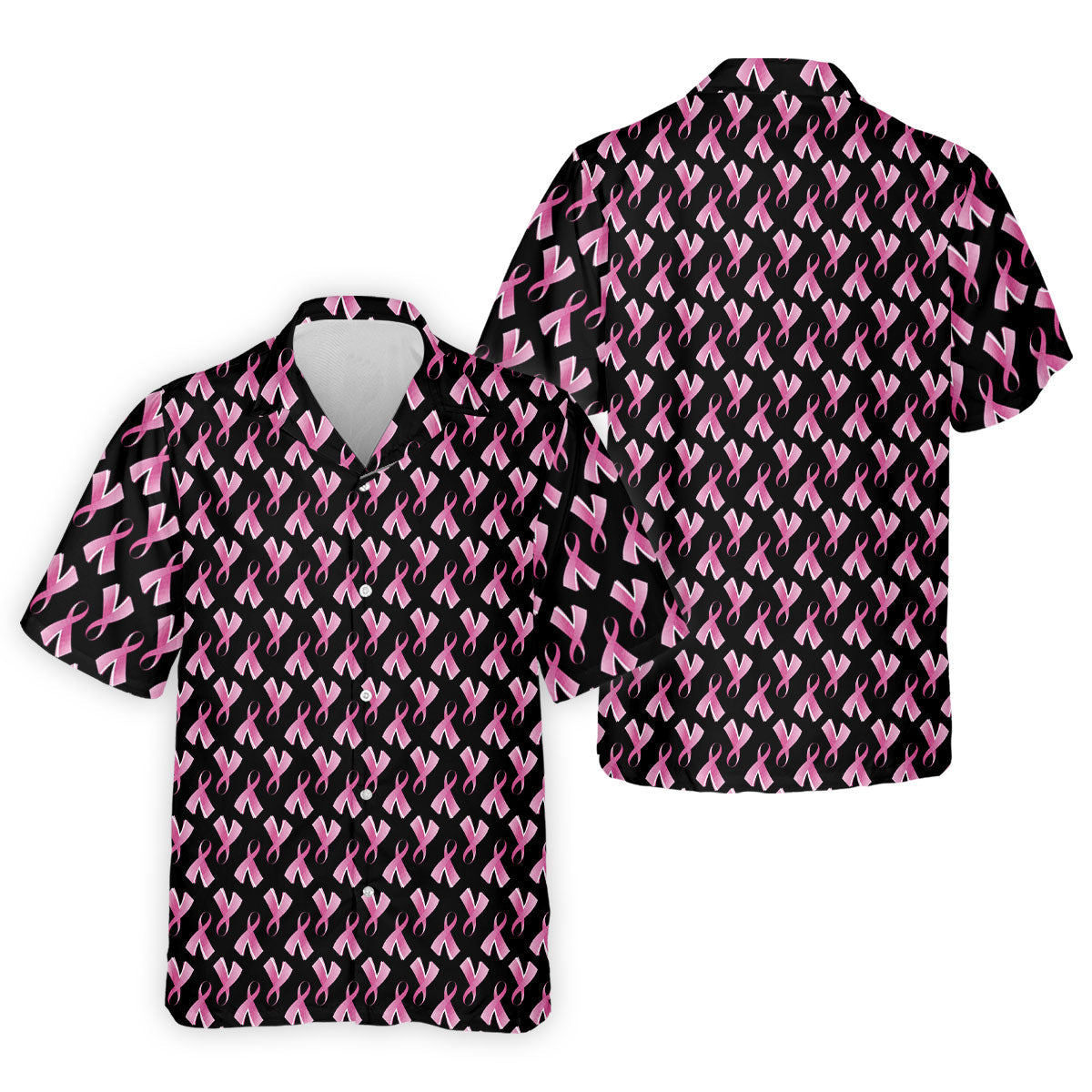 Pink Ribbon Pattern Breast Cancer Polo Shirt, Men's Golf Shirt, Mens Golf Apparel