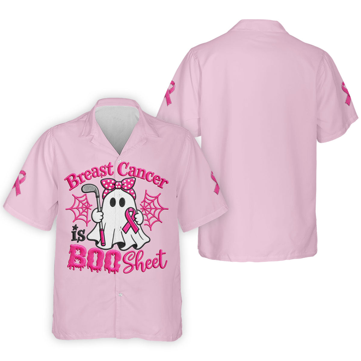 Breast Cancer Is Boo Sheet Ghost Polo Shirt, Men's Golf Shirt, Printed Golf Shirts