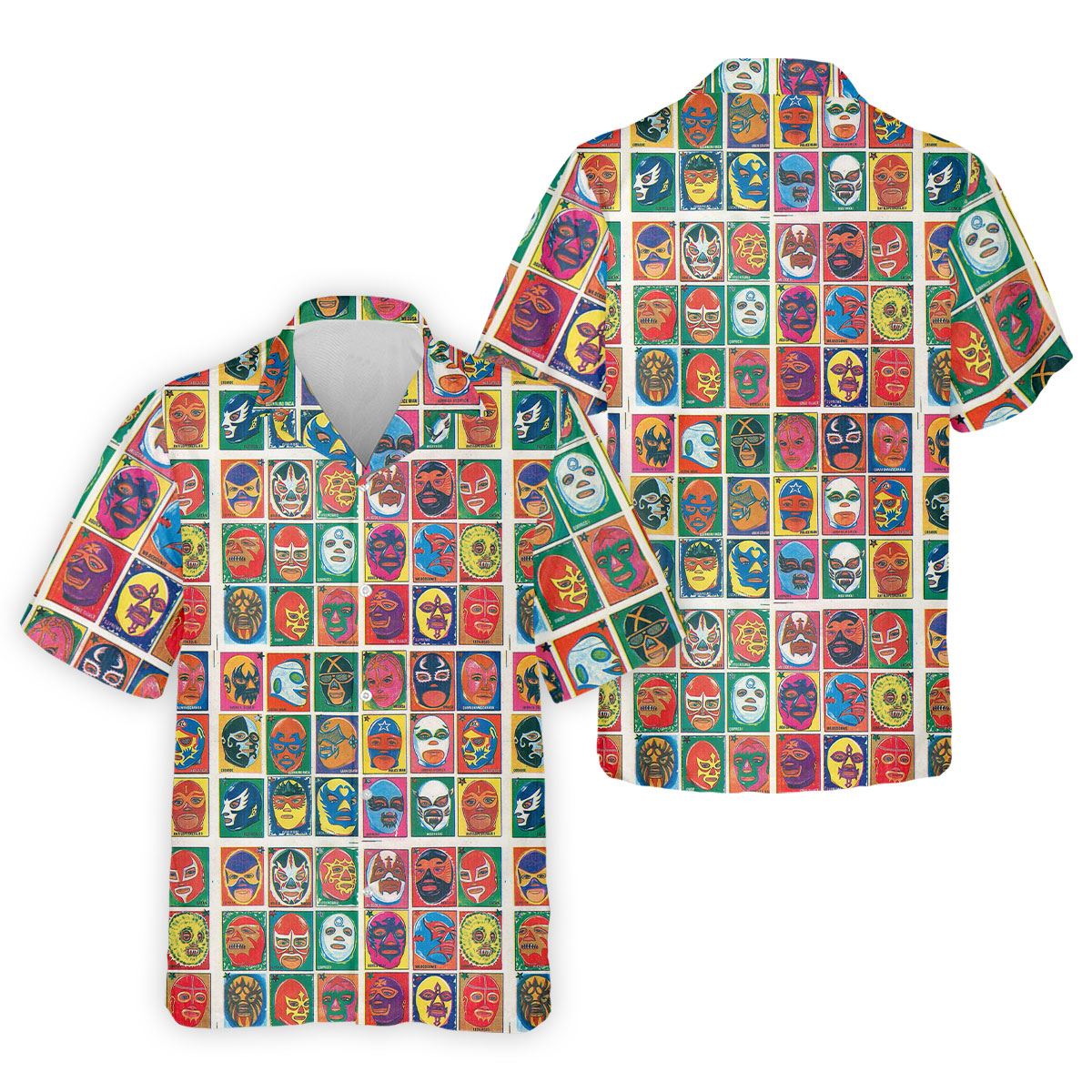 Lucha Libre Mask Grid Pattern Golf Tops For Men, Cinco De Mayo Celebration Golf Shirts For Men