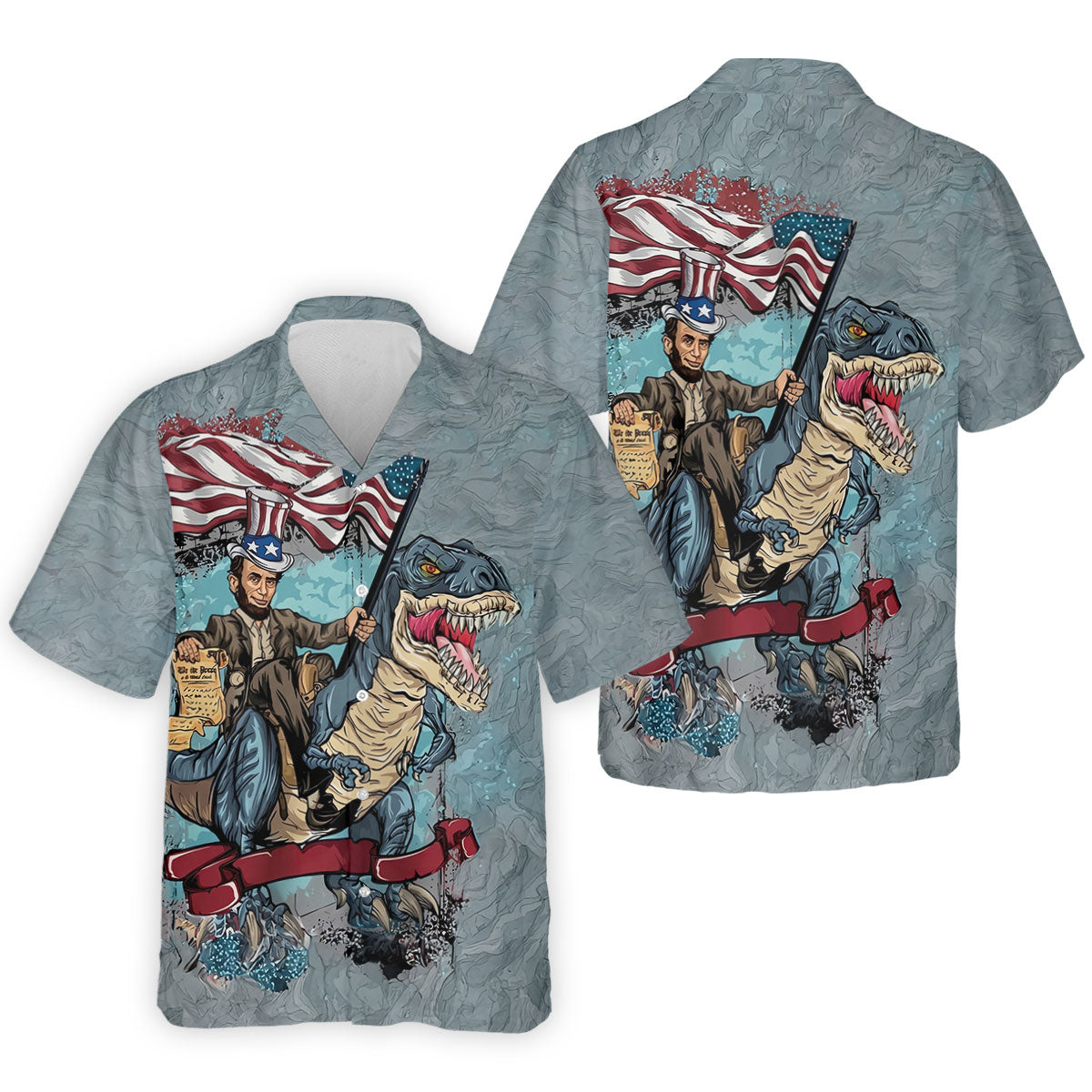 T-Rex Dinosaur US Flag Pattern 4th Of July Golf Shirt, Patriotic 250 Years Golf Shirts For Men