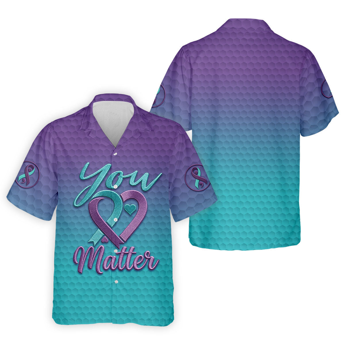 You Matter Suicide Prevention Ribbon Heart Polo Shirts For Men, Golf Apparel For Men