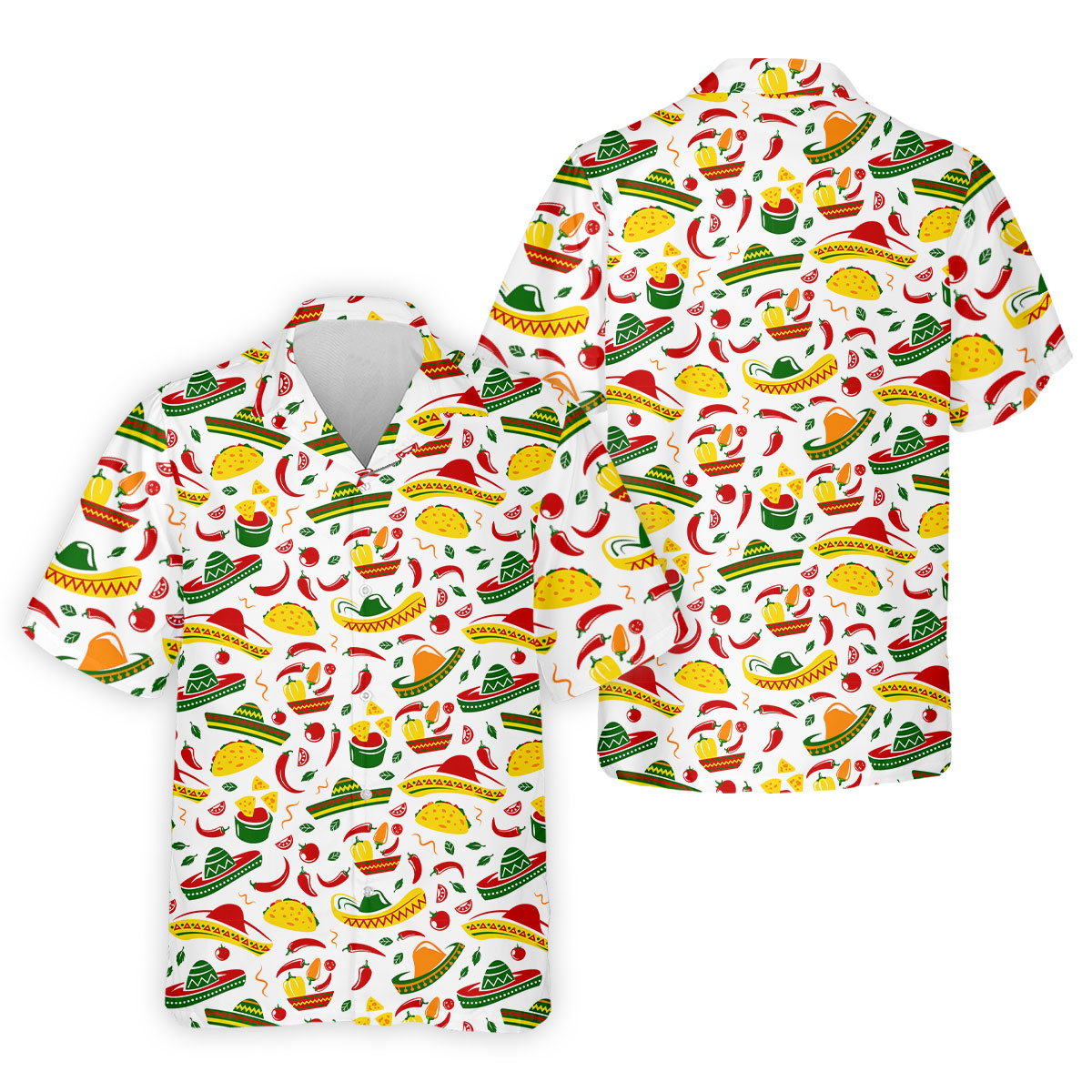 Mexican Fiesta Seamless Pattern Golf Tops For Men, Cinco De Mayo Celebration Golf Shirts For Men
