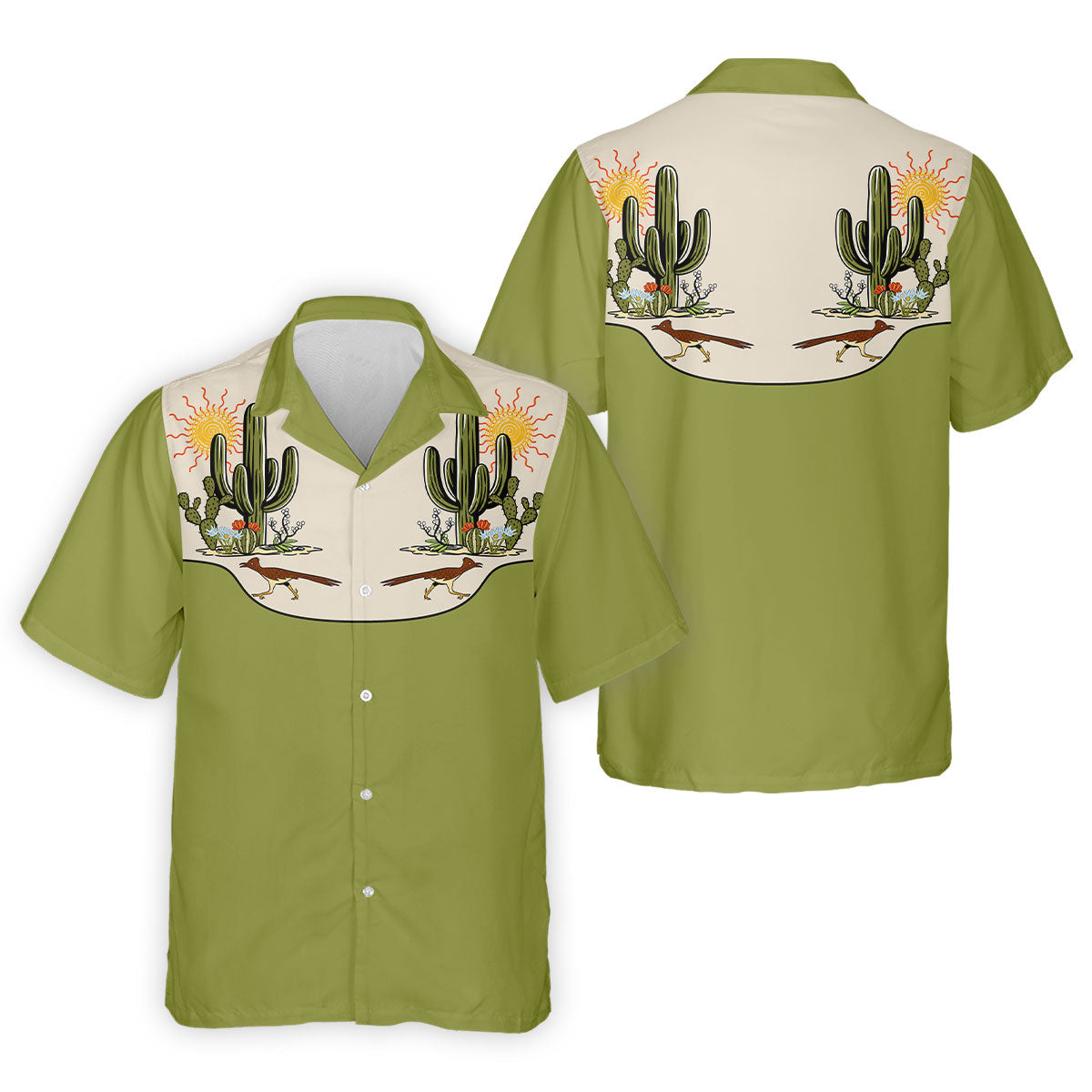 Desert Cactus Roadrunner Golf Polo Shirt, Golf Polo Shirts For Men, Hawaiian Golf Shirt