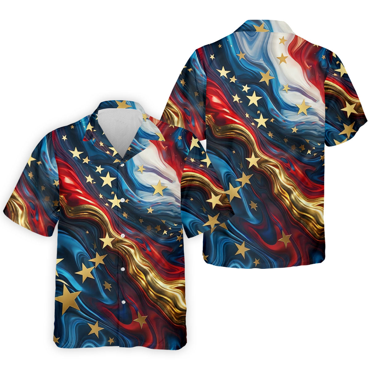 Abstract American Flag Stars Golf Polo Shirt, Mens Golf Shirts, Hawaiian Golf Shirt