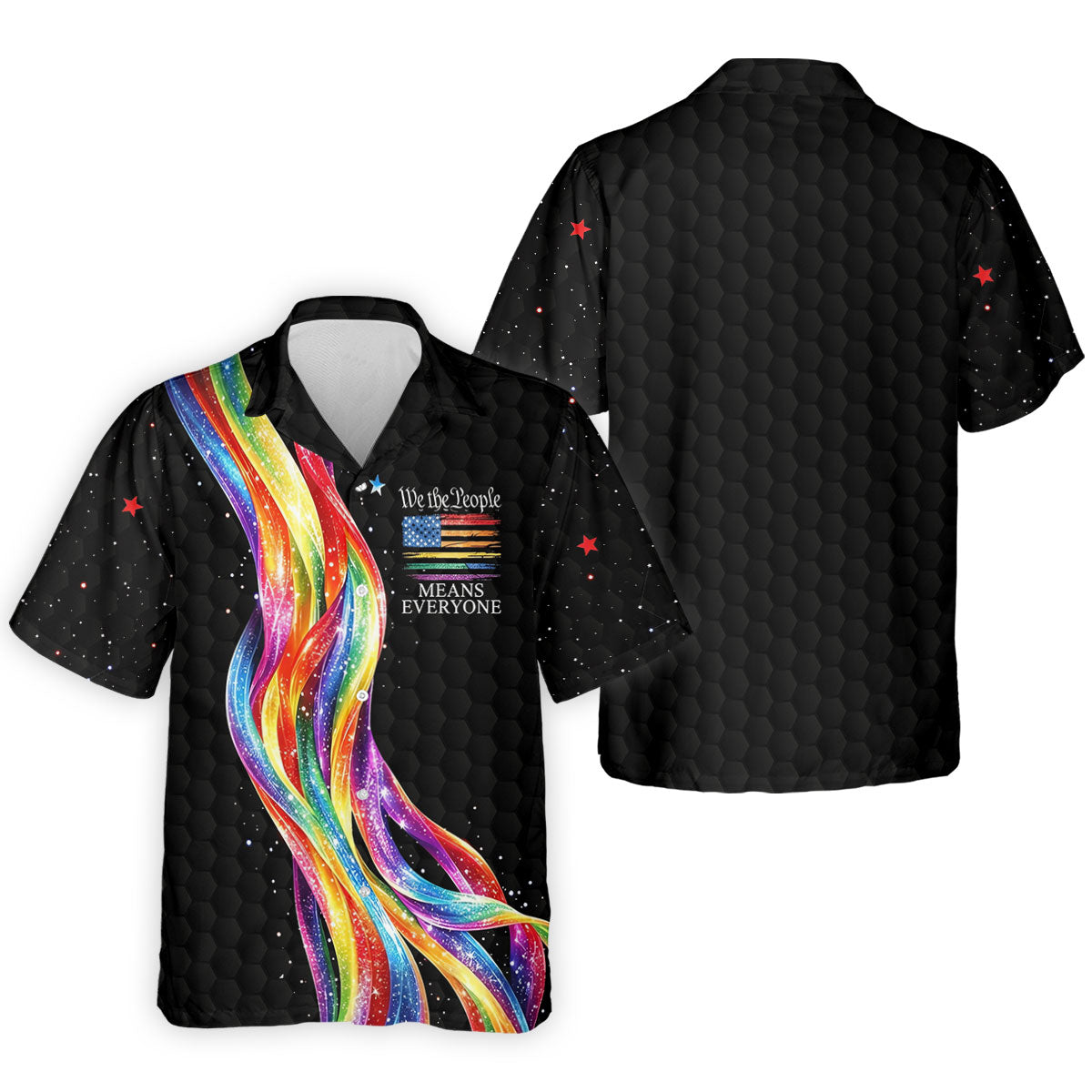 We The People Means Everyone LGBT Rainbow Golf Tops For Men, Pride Month Celebrate Golf Shirts For Men