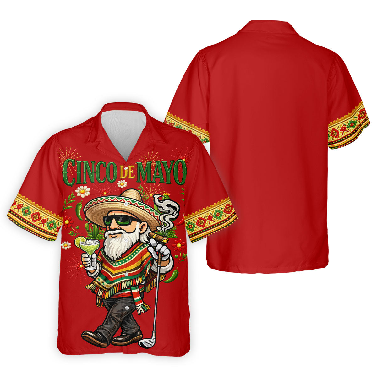 Margarita Man Cinco De Mayo Celebration Red Golf Shirt, Fiesta Theme Golf Shirts For Men