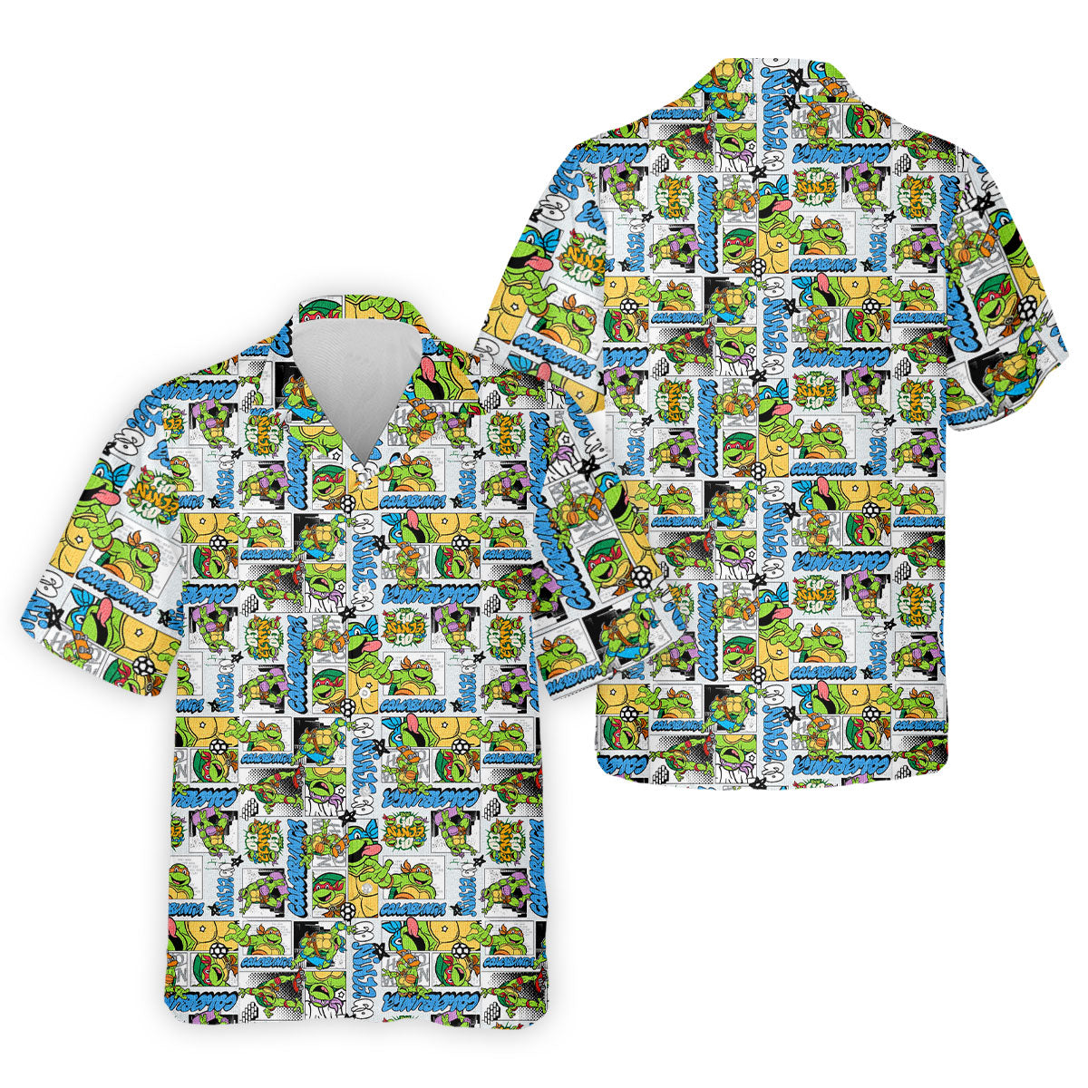 Funny Ninja Turtle Comic Hawaiian Golf Shirt, Mens Golf Polo, Golf Apparel For Men