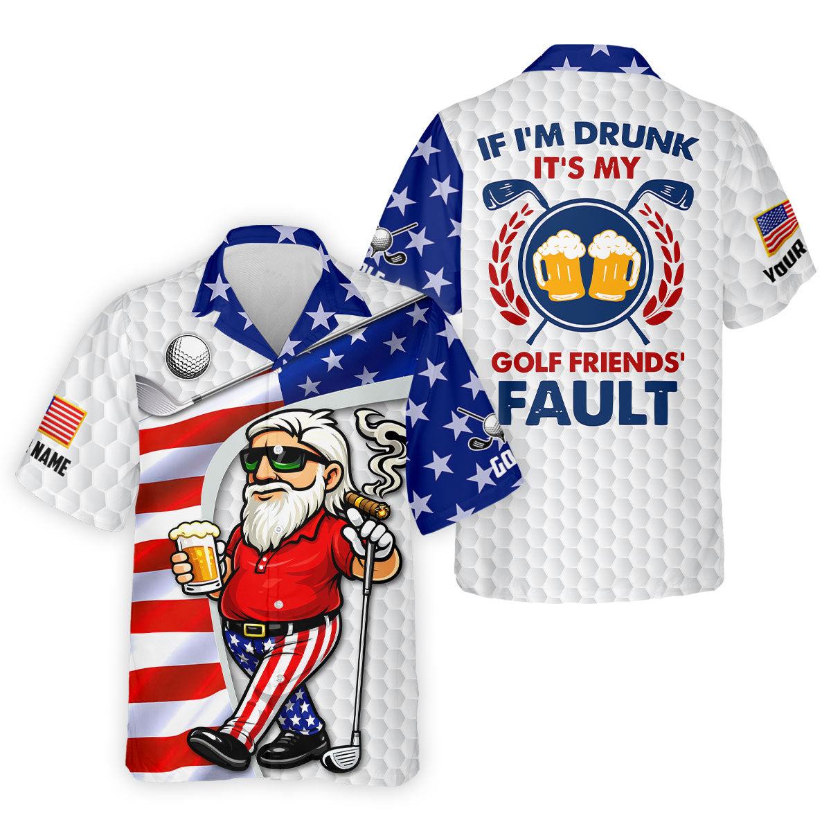 If I'm Drunk It's My Golf Friends' Fault Patriotic 4th Of July Funny Golf Shirt, 250 Years Golf Shirts For Men