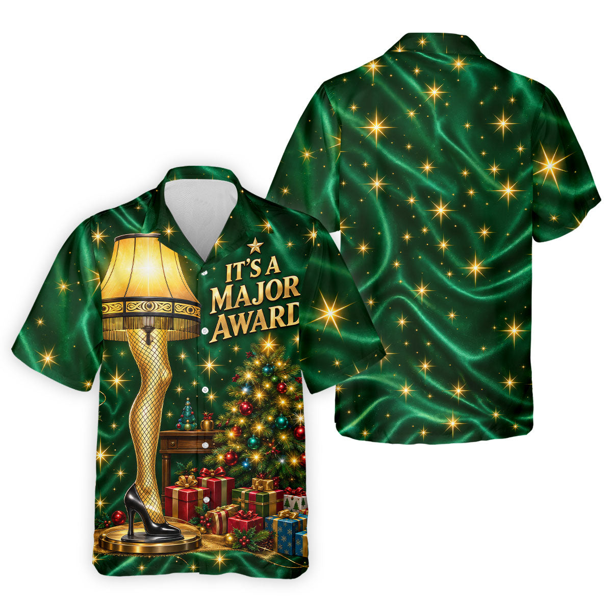 Major Award Leg Lamp Christmas Golf Polo Shirt, Mens Golf Shirts, Christmas Golf Shirt