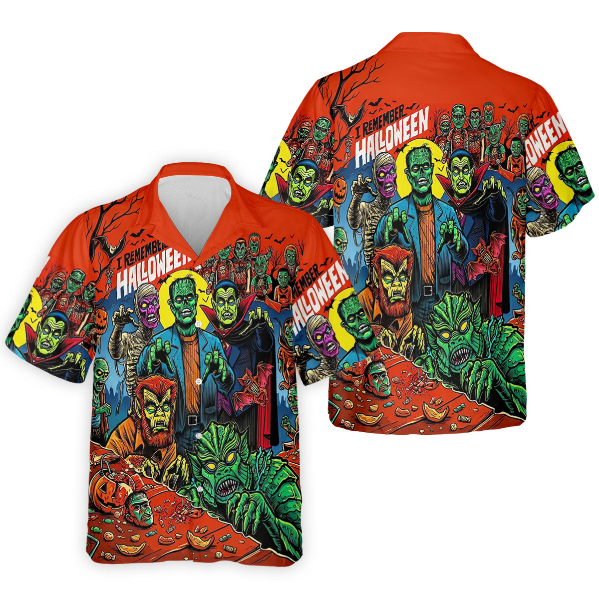 I Remember Halloween Classic Monster Golf Polo Shirt, Men's Golf Shirts, Hawaiian Golf Shirt