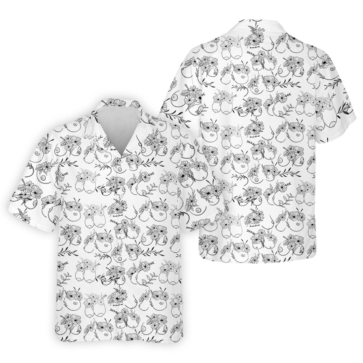 Floral Boobs Line Art Golf Polo Shirt, Men’s Golf Polo, Golf Tops For Men