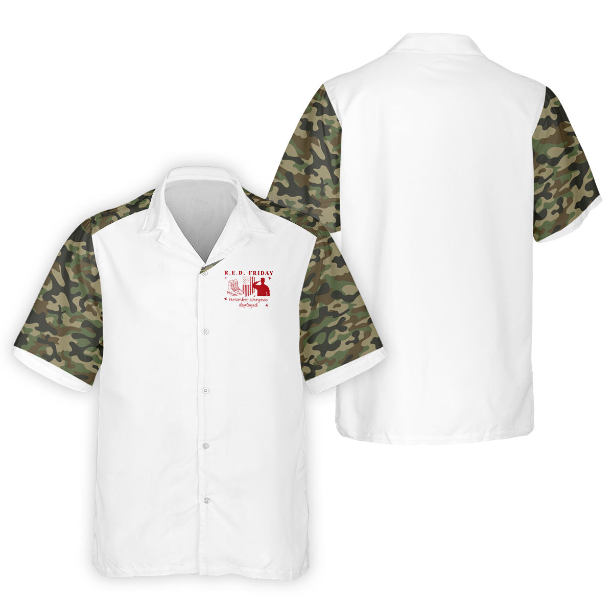 RED Friday Camo White Patriotic 4th Of July Golf Shirt, 250th Anniversary Golf Shirts For Men