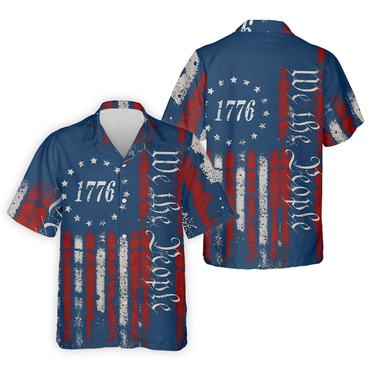 1776 We The People Red White Blue 250th Golf Shirt, Patriotic 4th Of July Golf Shirts For Men