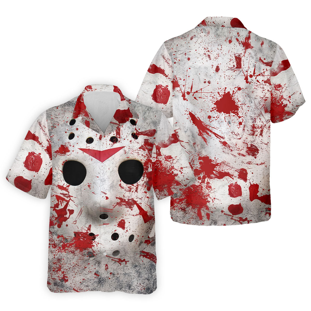 Creepy Mask Face Golf Tops For Men, Horror Character Cosplay Polo ShirtFor Men, Halloween Golf Shirt