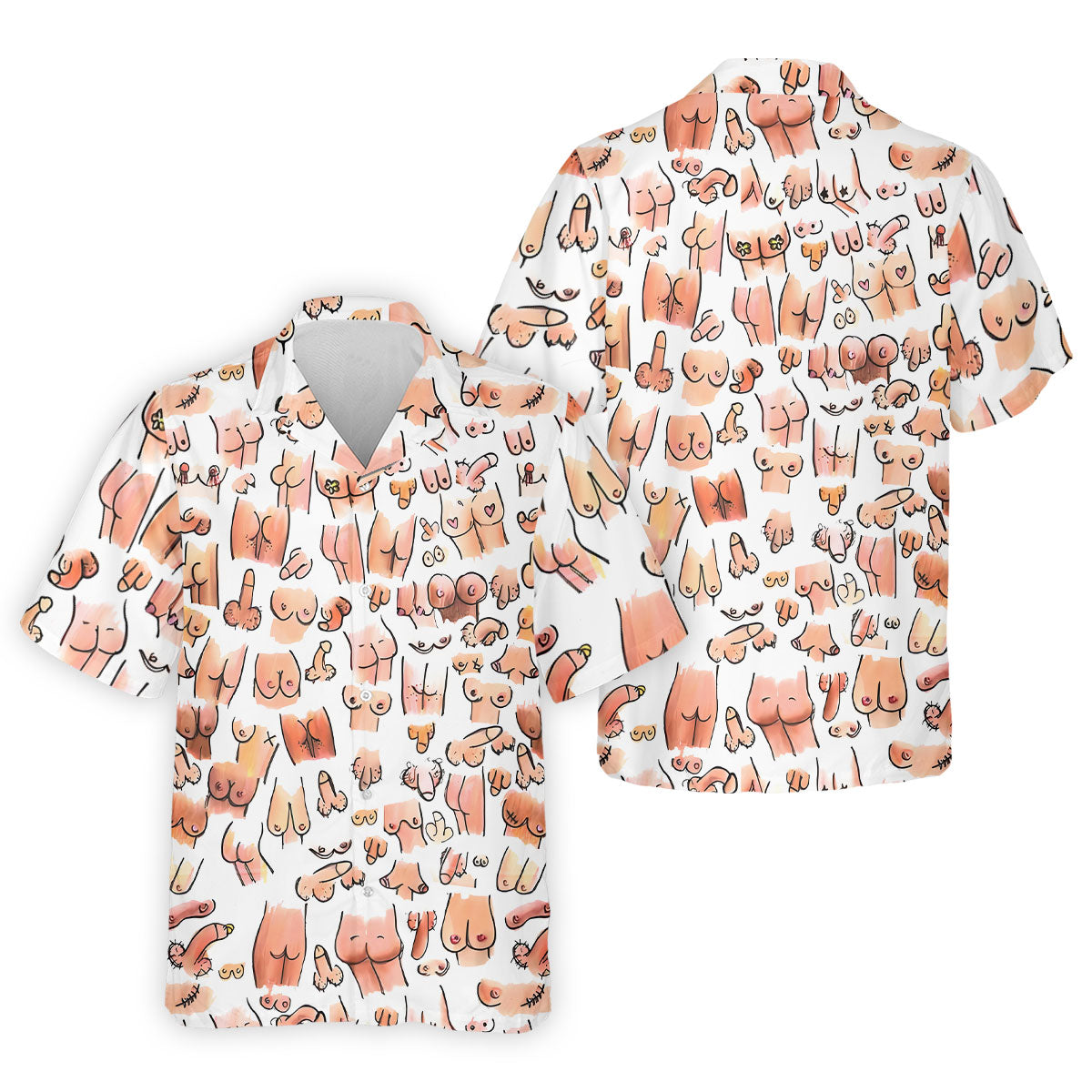 Funny Adult Body Parts Pattern Shirt, Mens Golf Polo, Printed Golf Shirts