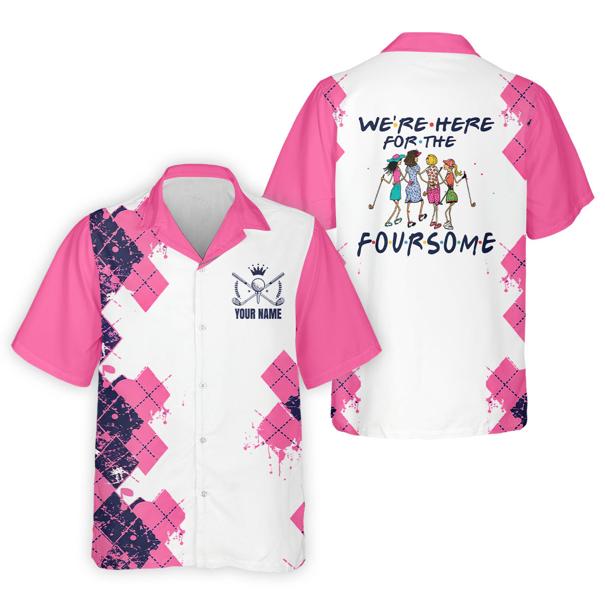 Personalized Pink Paint Splash Golf Shirt, Men's Golf Shirt, Golf Apparel For Men