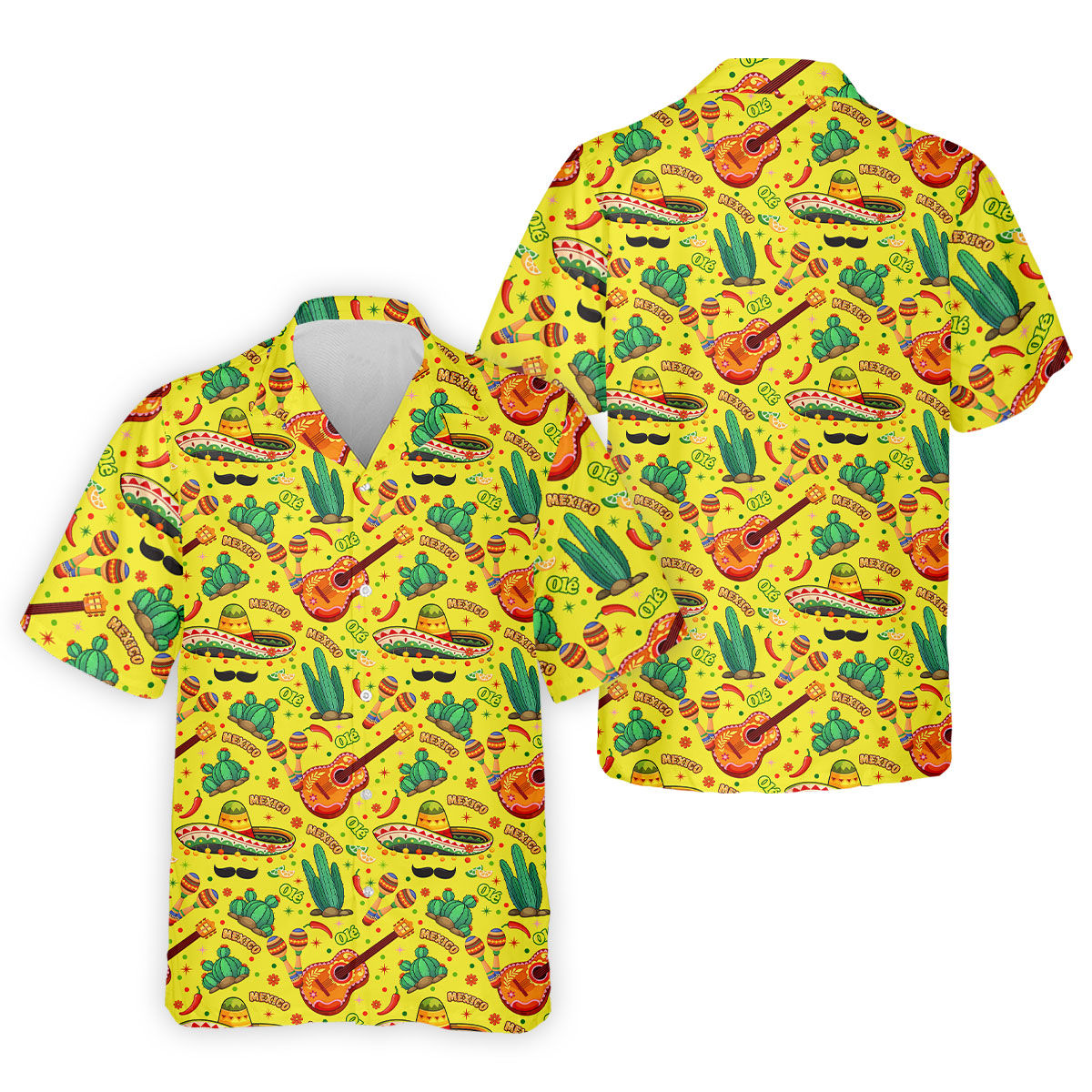 Olé Mexico Mexican Instruments Golf Tops For Men, Cinco De Mayo Celebration Golf Shirts For Men