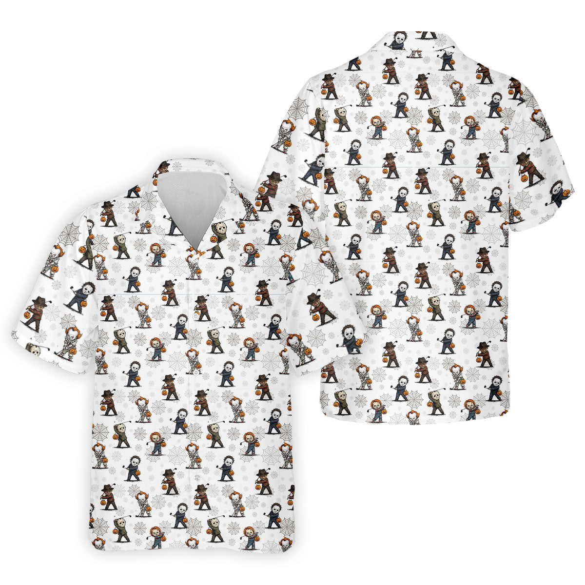 Horror Character Halloween Golf Pattern Polo Shirt, Golf Shirts For Men, Hawaiian Golf Shirt
