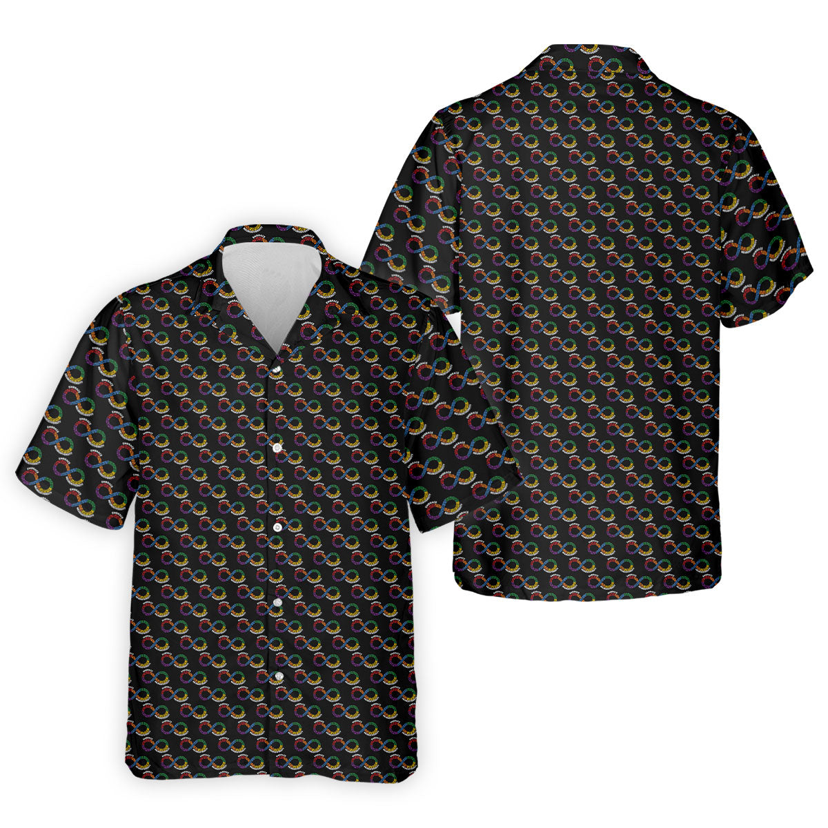 Embrace Neurodiversity Rainbow Infinity Symbol Autism Awareness Black Golf Shirt, Golf Shirts For Men