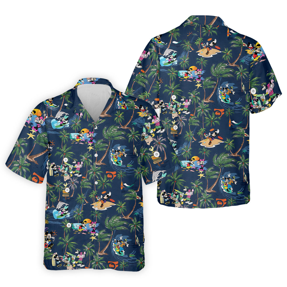 Cartoon Tropical Surf Beach Golf Polo Shirt, Hawaiian Golf Shirt, Golf Polo Shirts For Men
