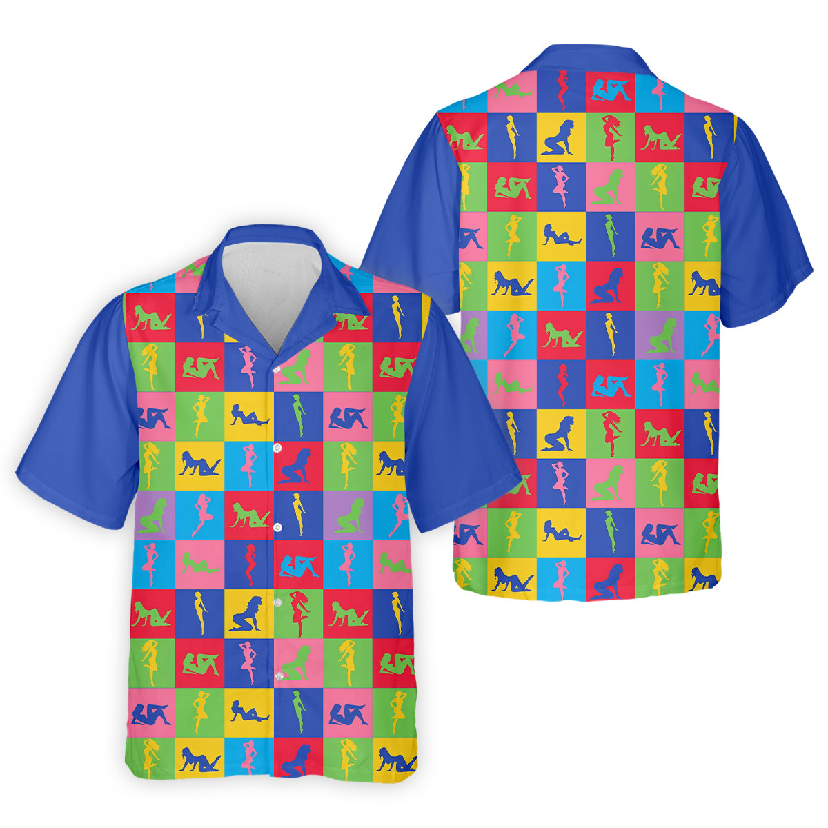 Colorful Pin Up Silhouette Pop Art Golf Polo Shirt, Men's Golf Shirt, Golf Shirts For Men