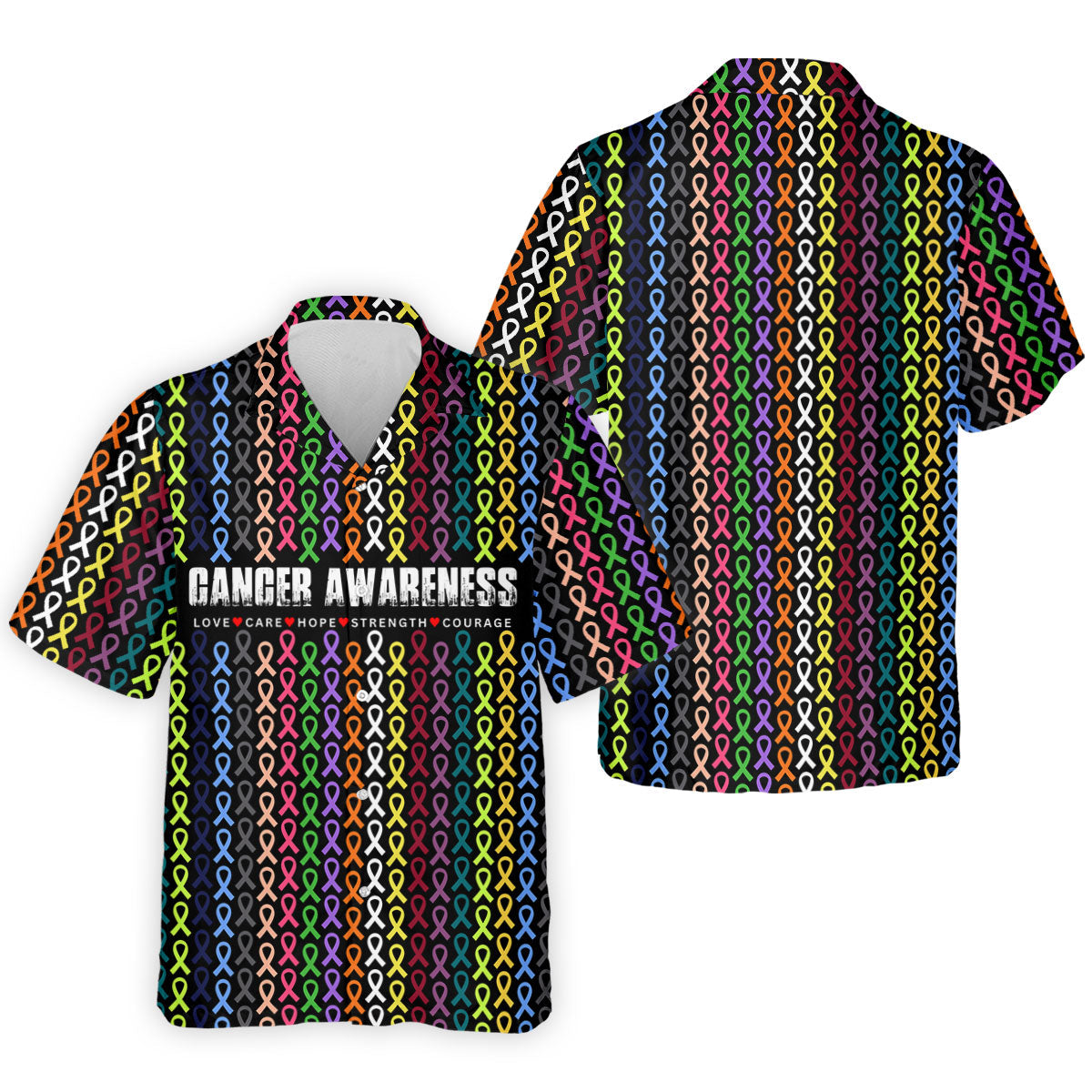 Multicolor Ribbon Cancer Awareness Polo Shirt, Men's Golf Shirt, Mens Golf Apparel