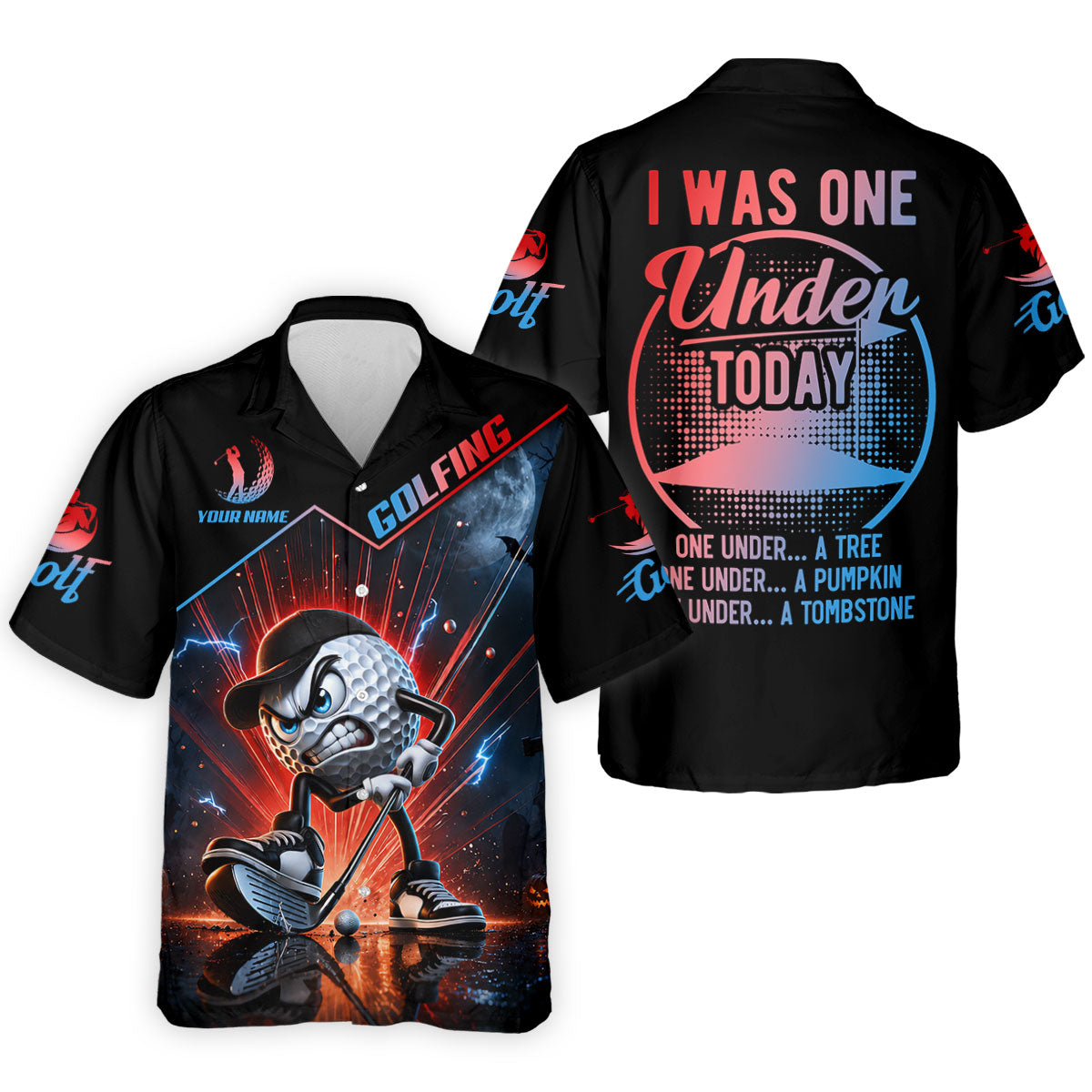 I Was One Under Today Funny Golf Ball Hawaiian Polo Shirt, Mens Golf Polo, Golf Apparel