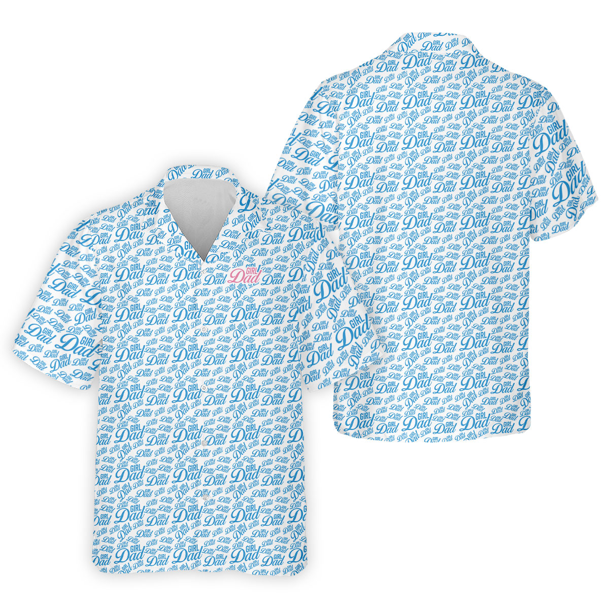 Blue Girl Dad All Over Print Golf Polo Shirt, Printed Golf Shirts, Golf Apparel For Men