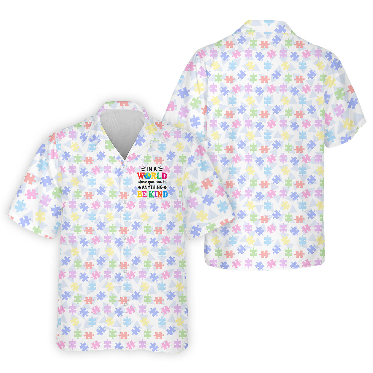In A World Where You Can Be Anything Be Kind Autism Puzzle Golf Shirts For Men, Polo Shirts For Men