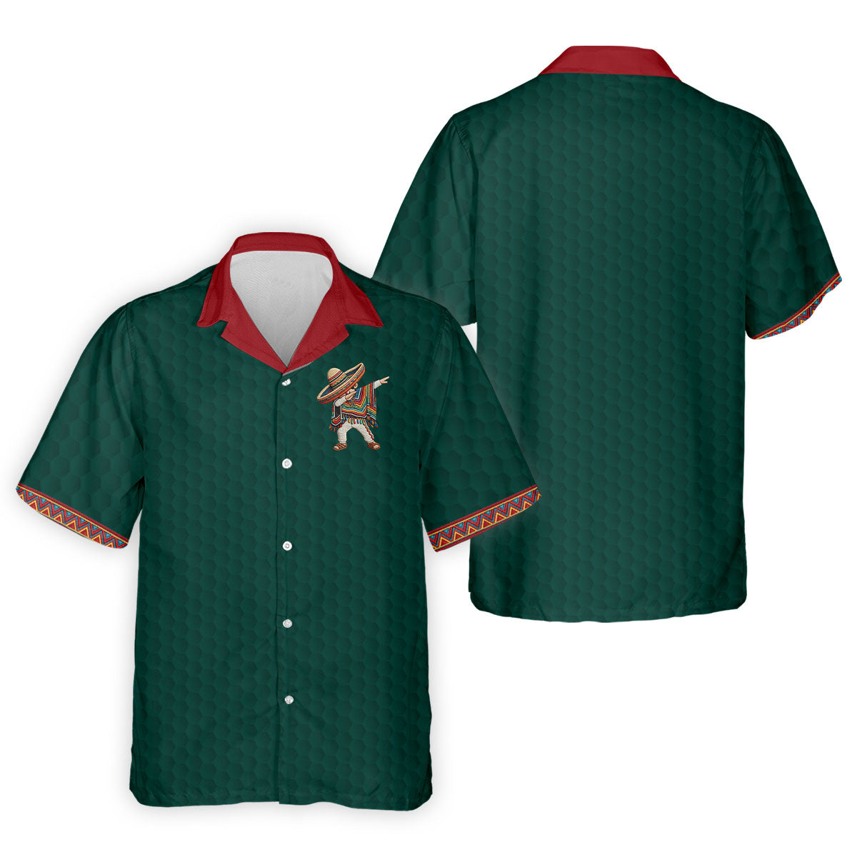 Cinco De Mayo Celebration Golf Ball Pattern Green Golf Shirt, Polo Shirts For Men