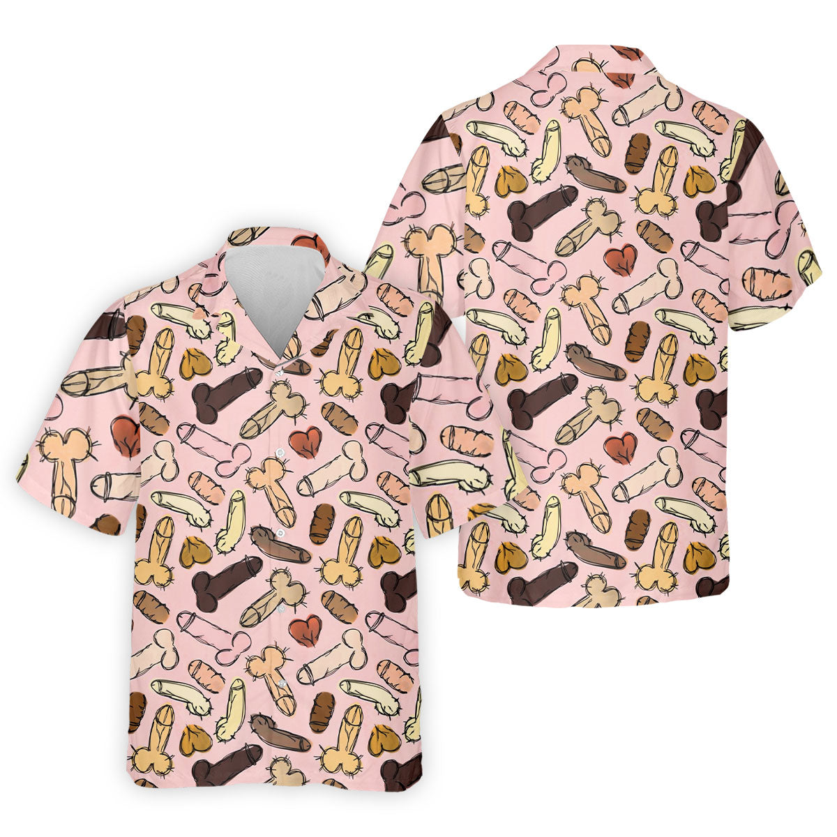 Funny Penis Doodle Pattern Golf Polo Shirt, Men's Golf Apparel, Novelty Golf Shirts For Men