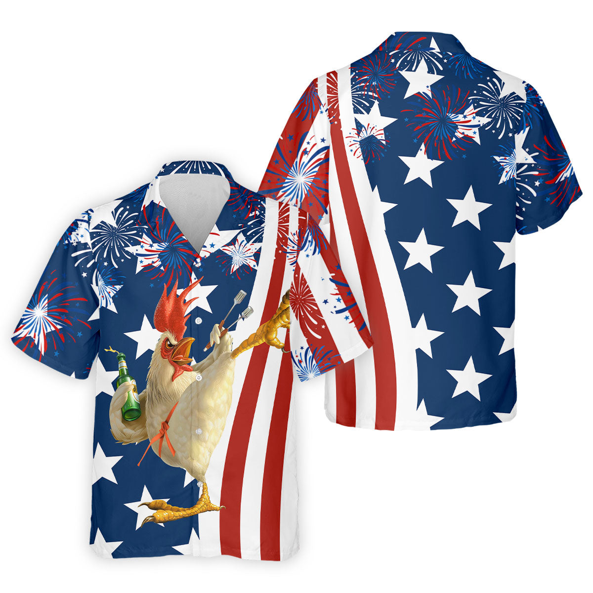 Funny Rooster Red White Blue 4th Of July Golf Shirt, 250 Years Golf Shirts For Men