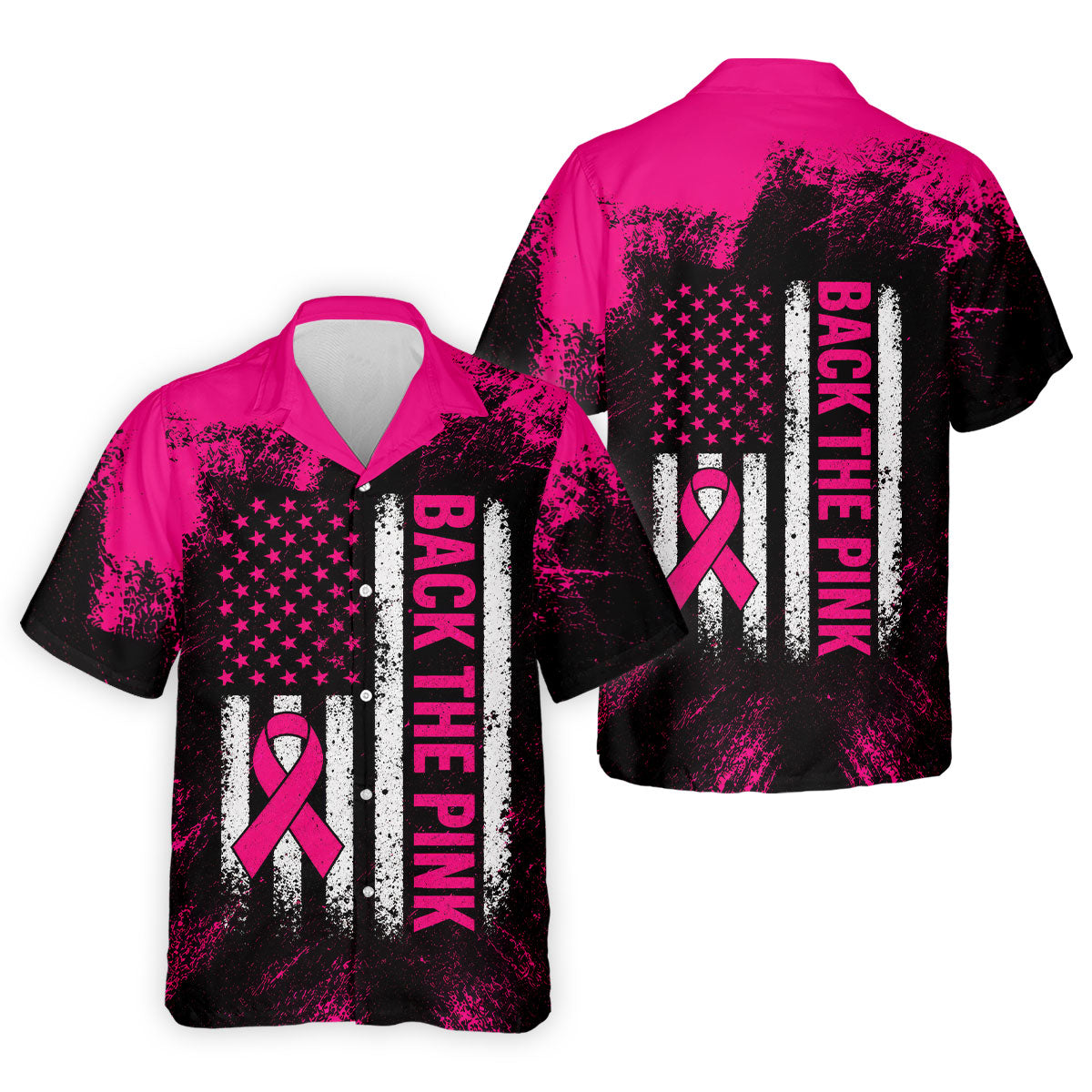 Back The Pink American Flag Breast Cancer Polo Shirt, Mens Golf Polo, Printed Golf Shirts