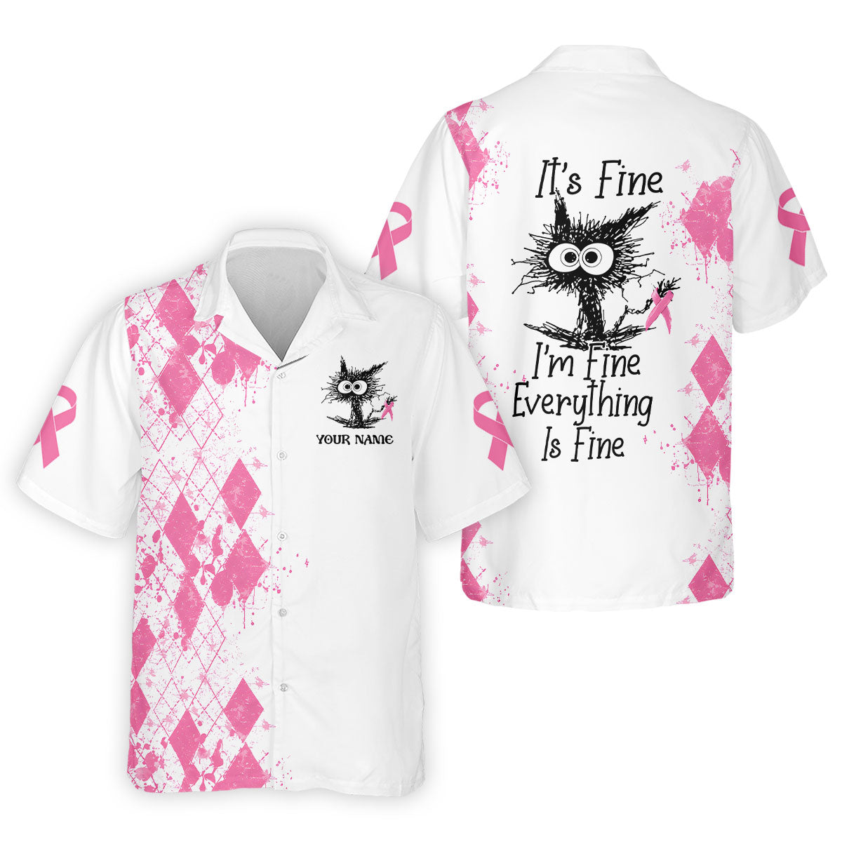Custom Im Fine Everything Is Fine Breast Cancer Polo Shirt, Mens Golf Shirts, Mens Polo Shirts