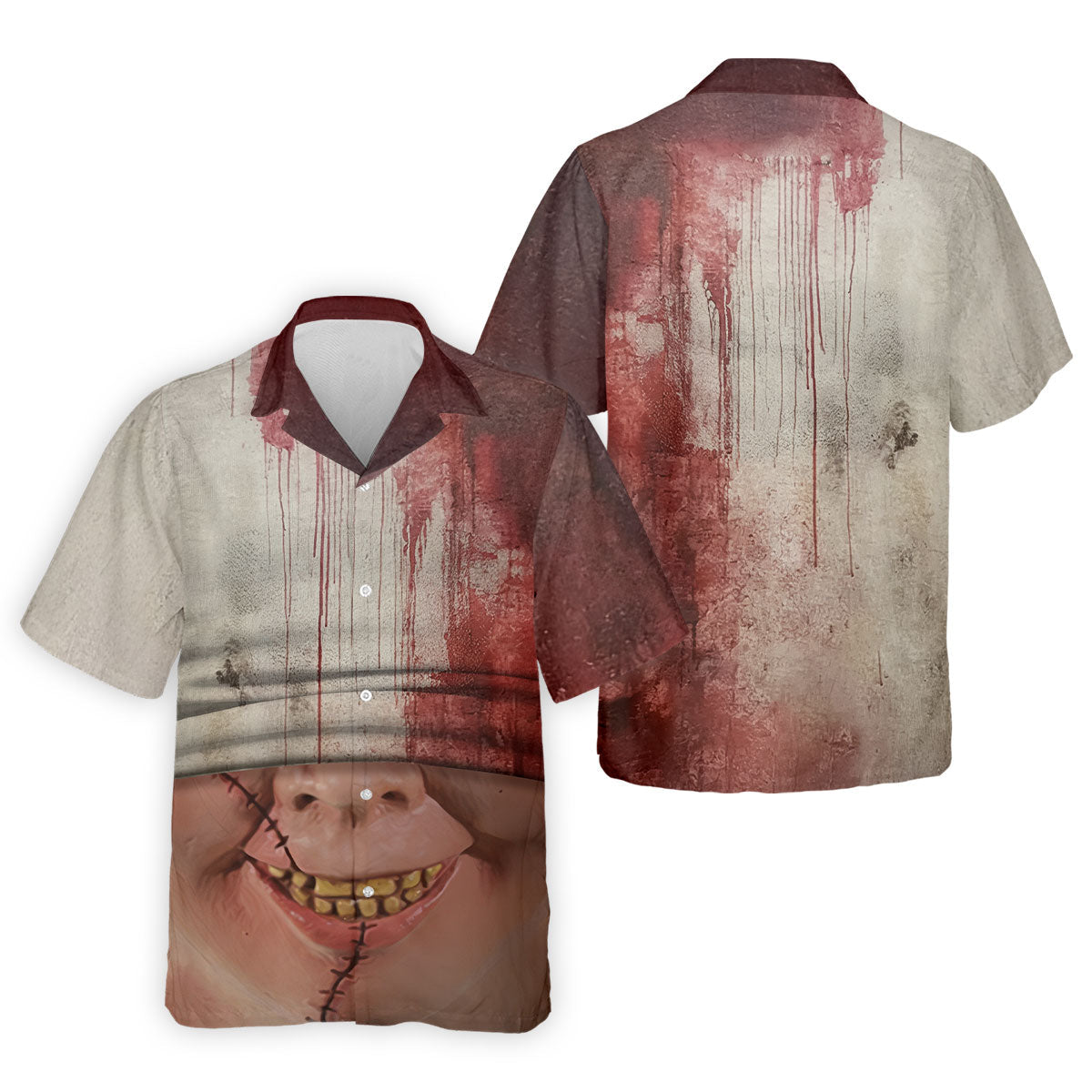 Stitched Face Horror Character Halloween Polo Shirt, Mens Golf Polo, Mens Polo Shirts