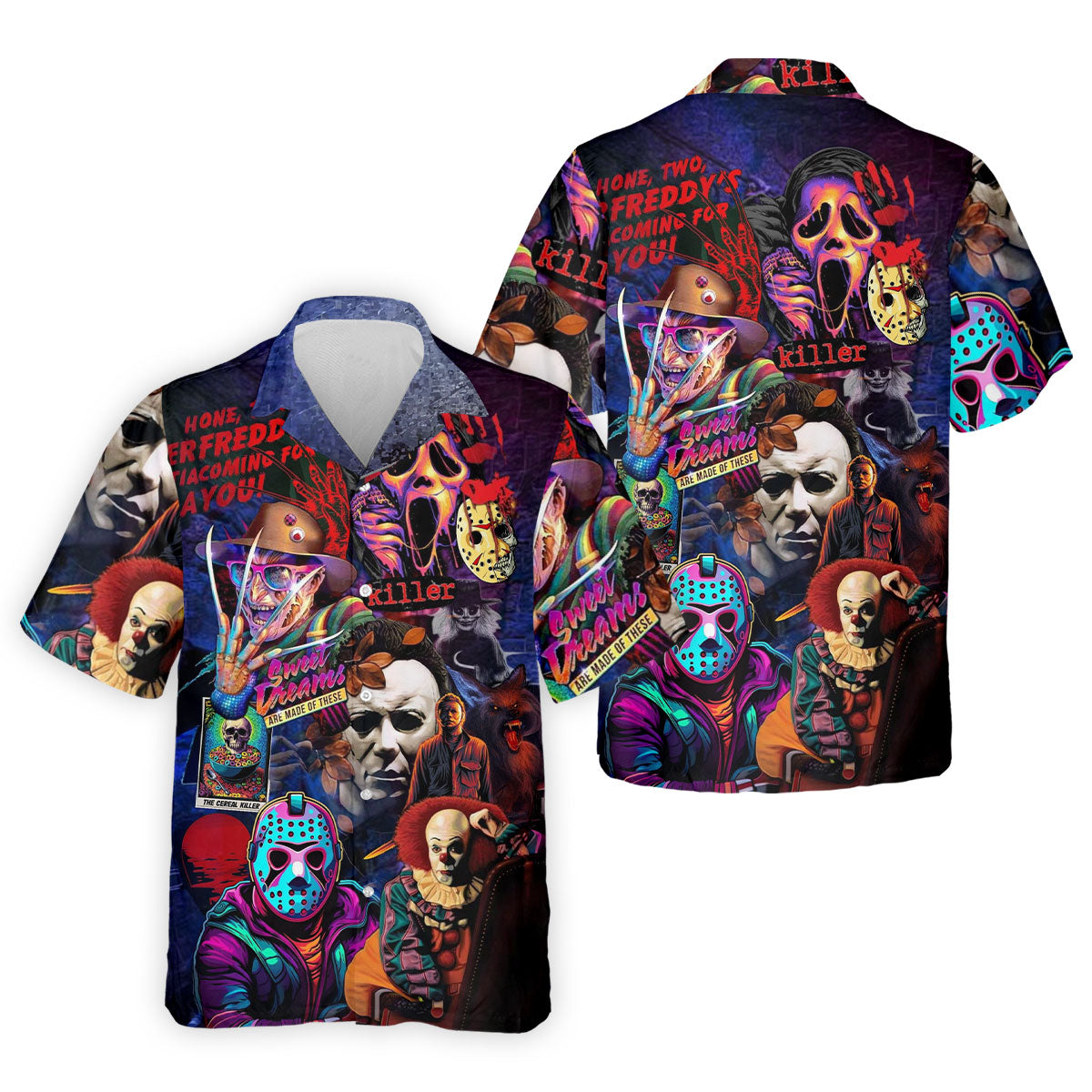 Vintage Horror Character Movie Villain Collage Golf Polo Shirt, Mens Golf Polo, Hawaiian Golf Shirt