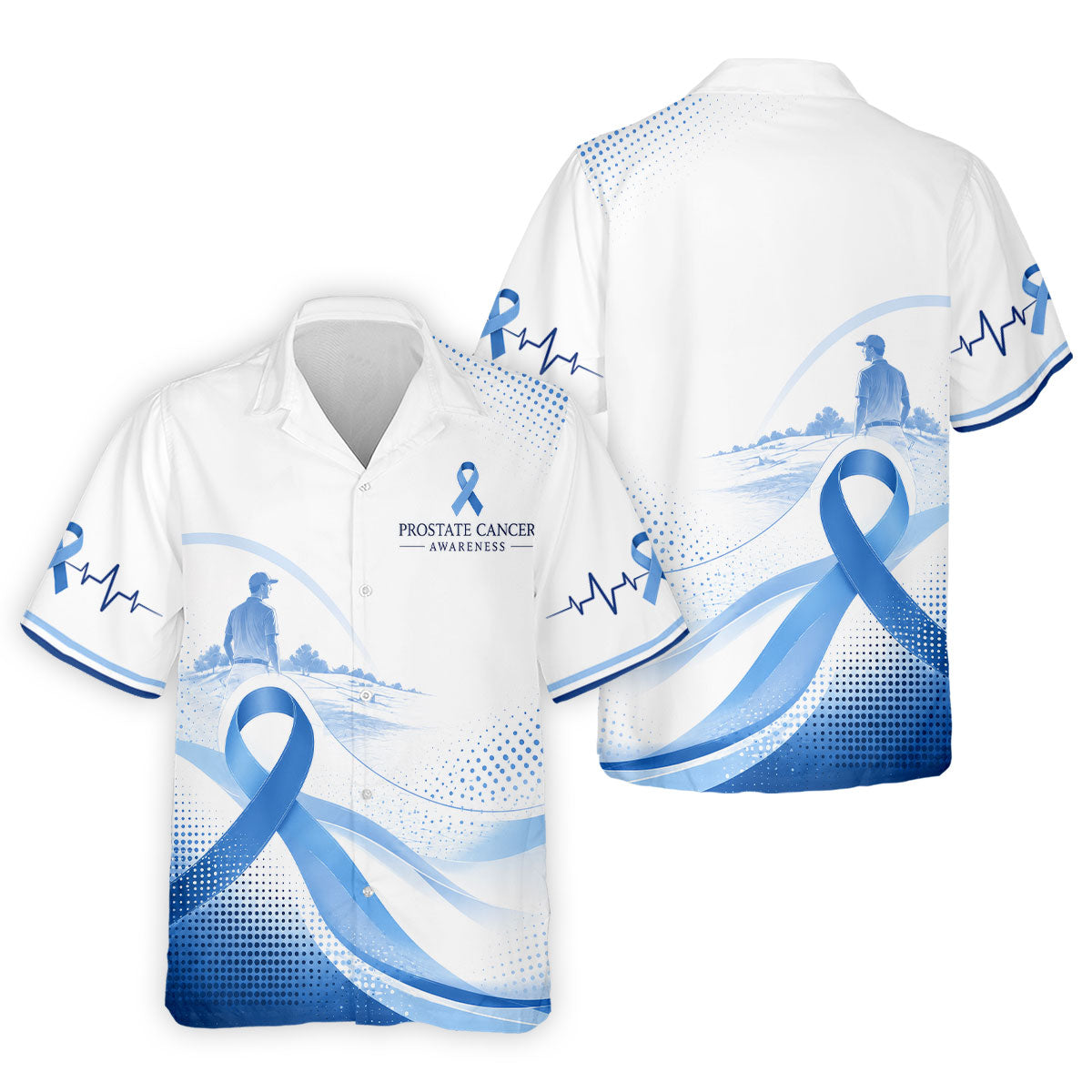 Blue Ribbon Golfer Prostate Cancer Awareness Polo Shirt, Golf Shirts For Men