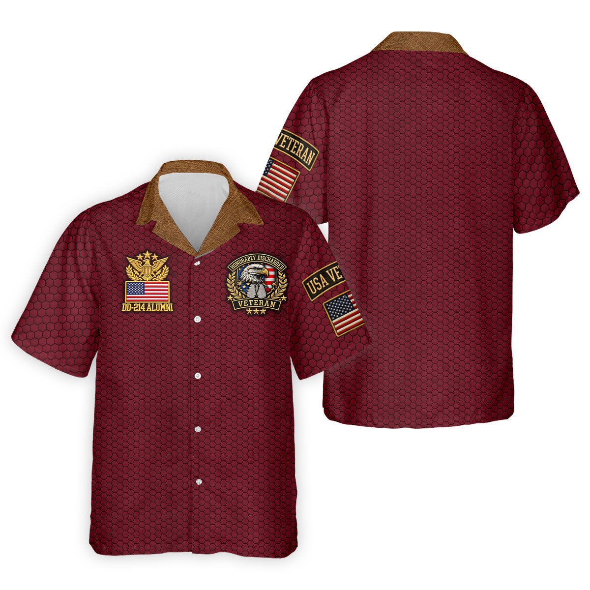 DD-214 Burgundy Honeycomb Veteran Polo Shirt, Veterans Day Shirt, Golf Shirts For Men