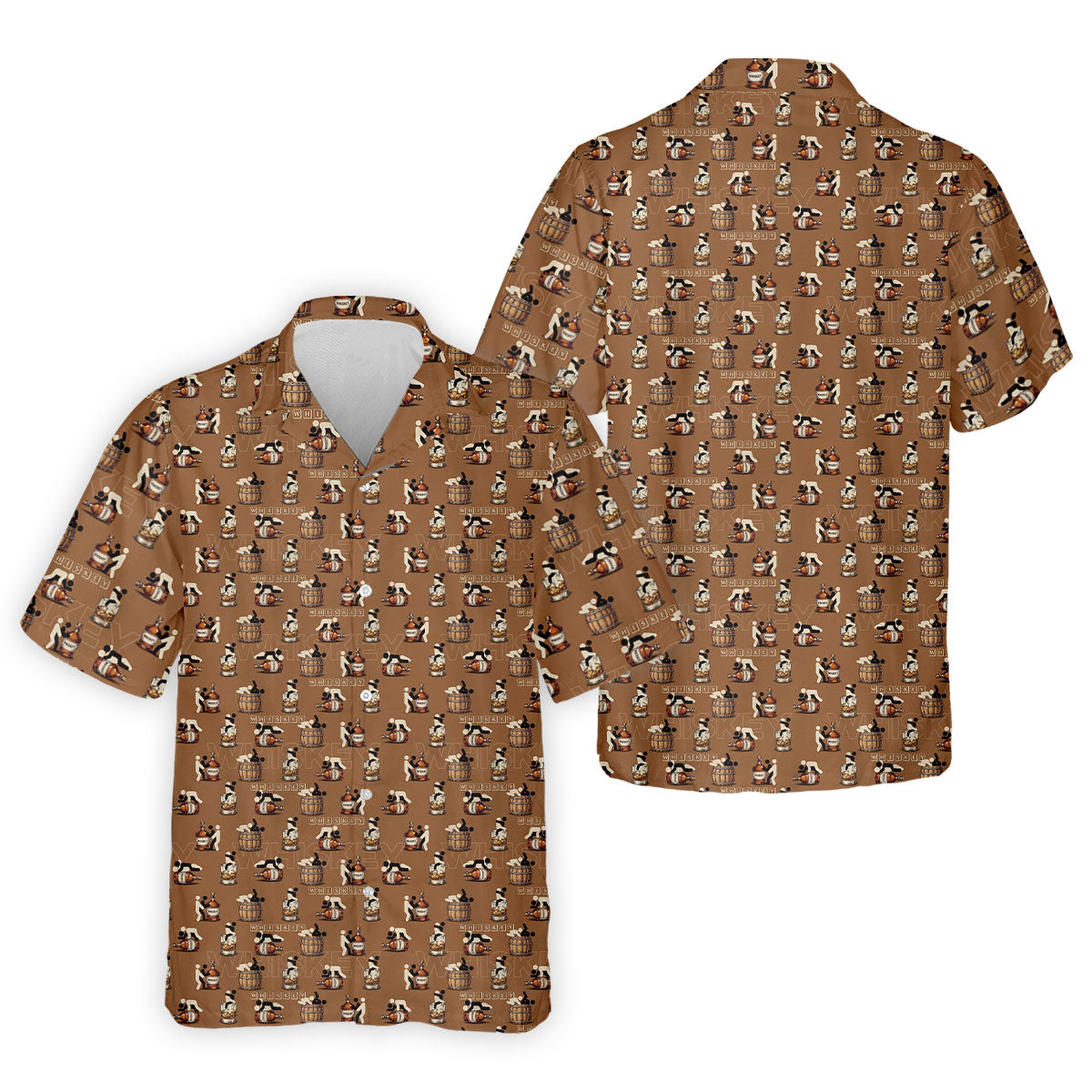 Brown Funny Whiskey Pattern Golf Polo Shirt, Mens Polo Shirts, Golf Shirts For Men