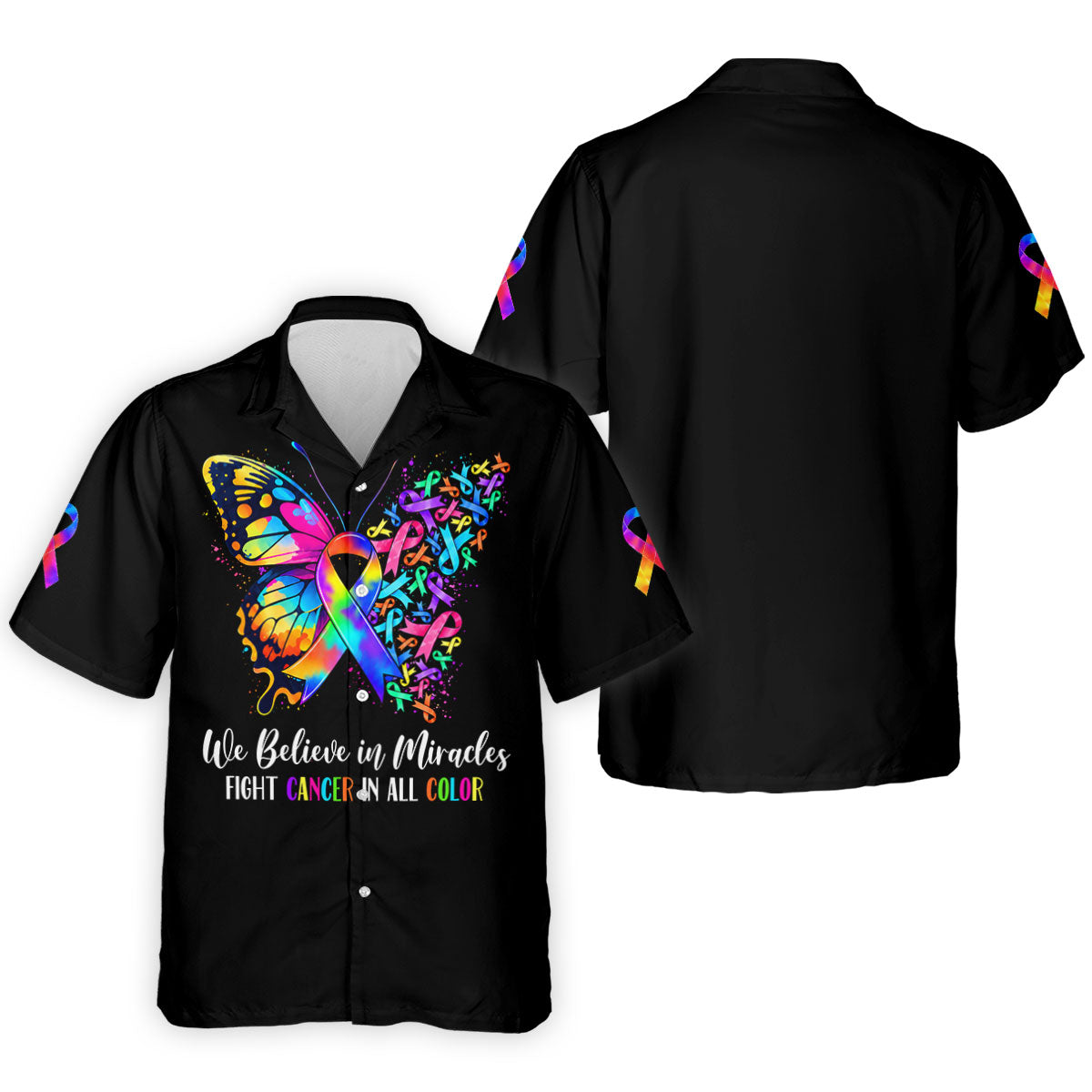 We Believe In Miracles Butterfly Cancer Polo Shirt, Mens Golf Polo, Golf Apparel For Men