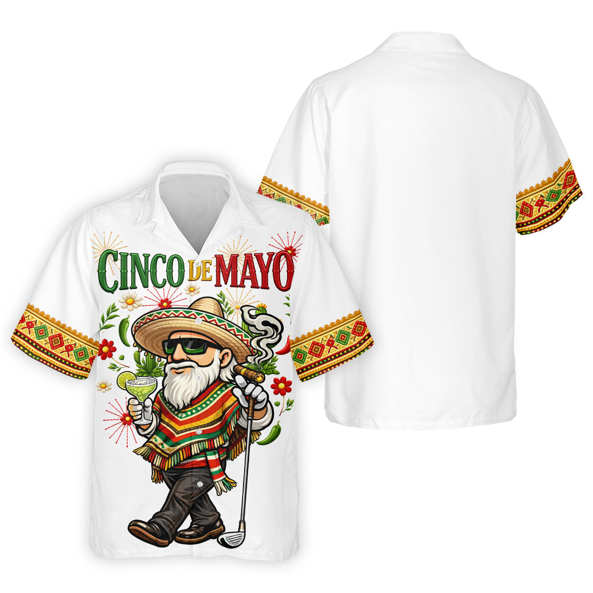 Margarita Man Cinco De Mayo Celebration White Golf Shirt, Fiesta Theme Golf Shirts For Men