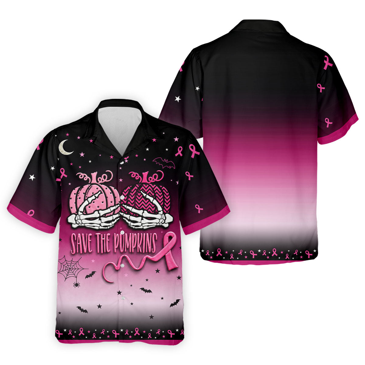 Save The Pumpkins Halloween Breast Cancer Golf Polo Shirt, Golf Apparel For Men