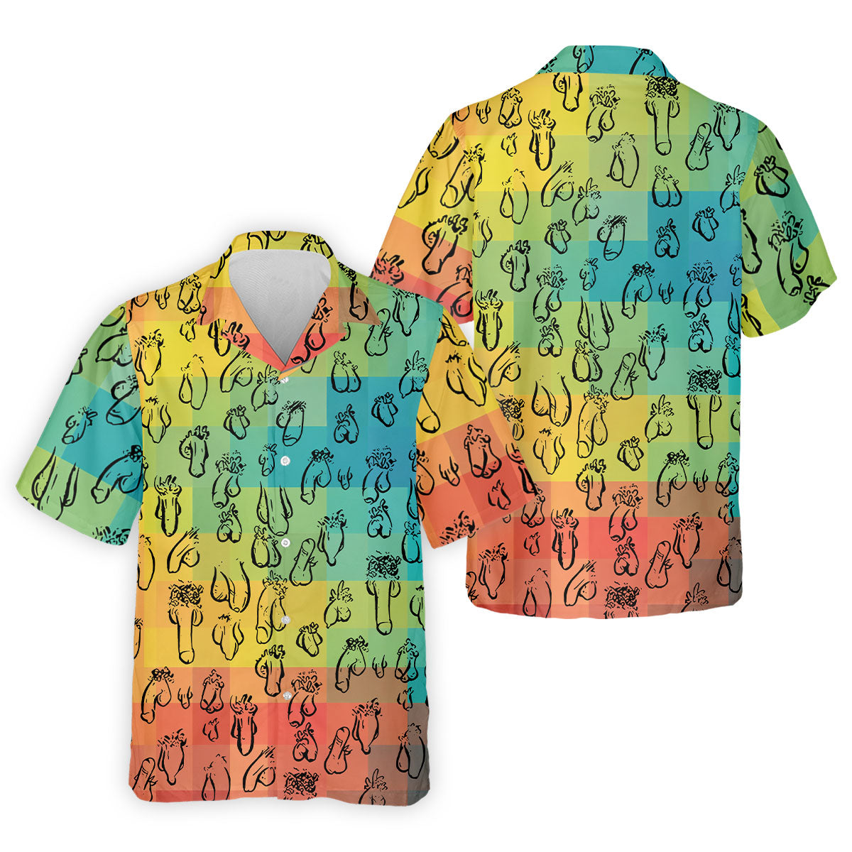 Funny Penis Doodle Color Block Golf Polo Shirt, Men's Golf Polo, Printed Golf Shirts