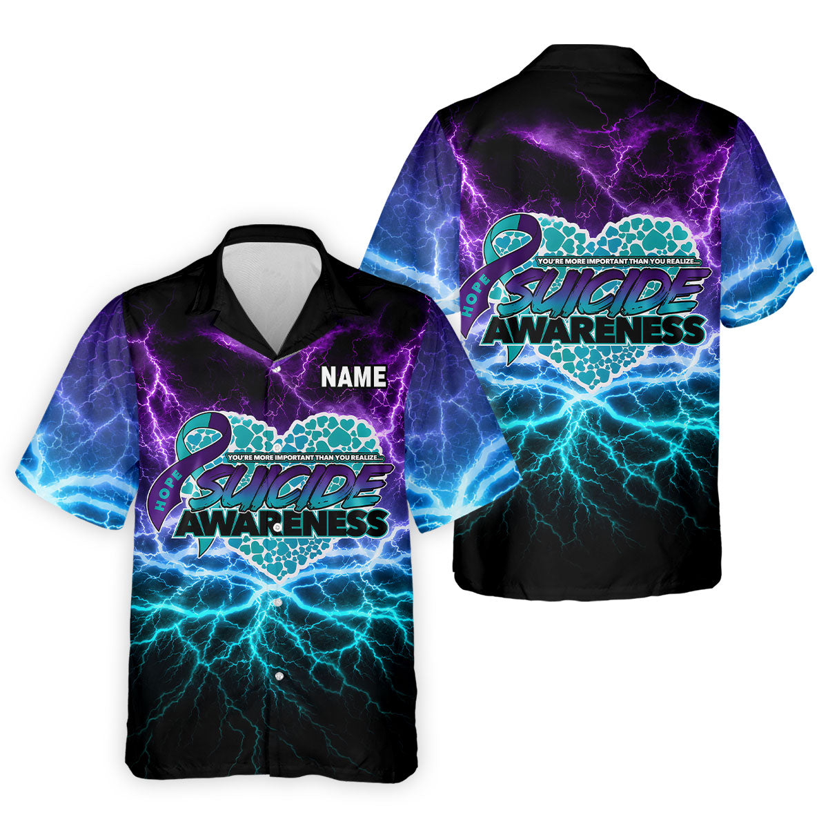 Suicide Awareness Hope Ribbon Lightning Golf Polo Shirt, Mens Golf Polo, Golf Shirts For Men