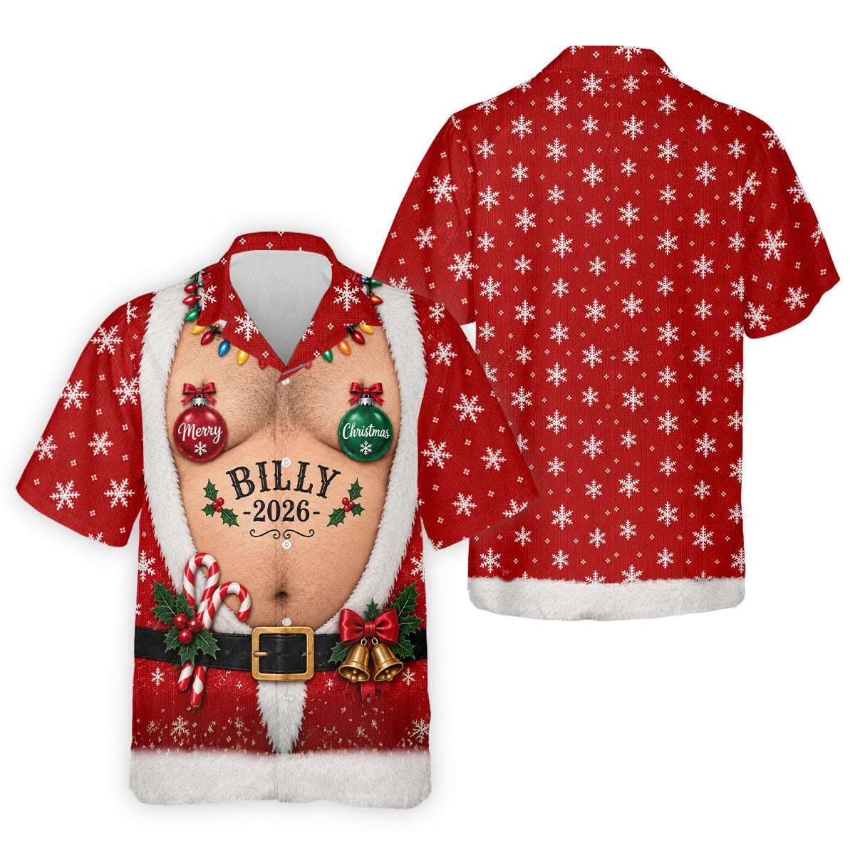 Funny Merry Christmas Custom Name Polo Shirt, Hawaiian Golf Shirt, Mens Golf Apparel